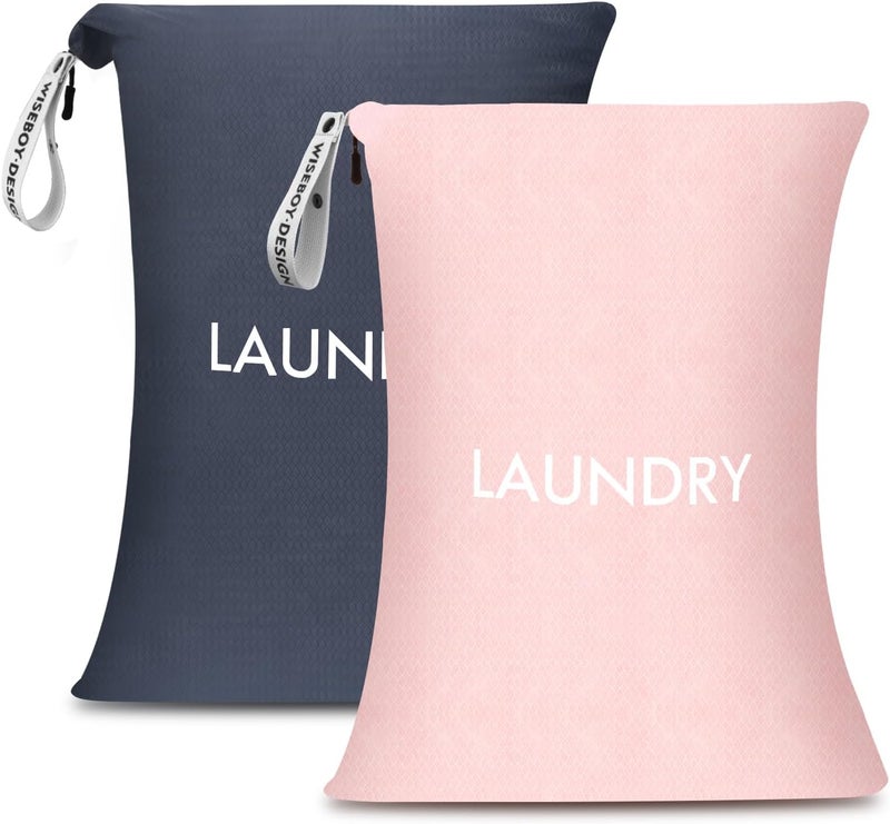 WiseBoy 2 Pack Laundry Bags, Travel Laundry Bag for Dirty Clothes, Washable Nylon Wet Dry Bag, Swimming Yoga Bathing Suit Workout Wet Dry Bags - Image 1